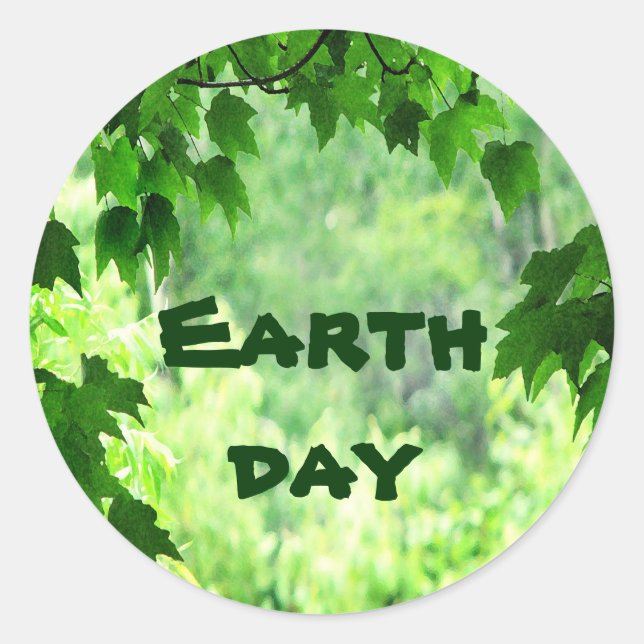Adesivo Redondo Leafy Earth Day (Frente)