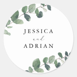 Adesivo Redondo Leafy Green Elegance Wedding
