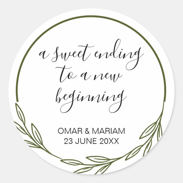 Adesivo Redondo Leafy Islâmico Nikkah Sticker (Frente)