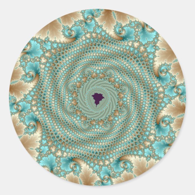 Adesivo Redondo Leafy Whorls Fractal (Frente)