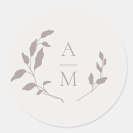 Adesivo Redondo Leafy Wreath Inicial do casamento