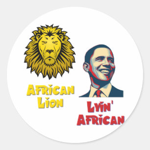 Adesivo Redondo Leão africano africano de Obama Lyin