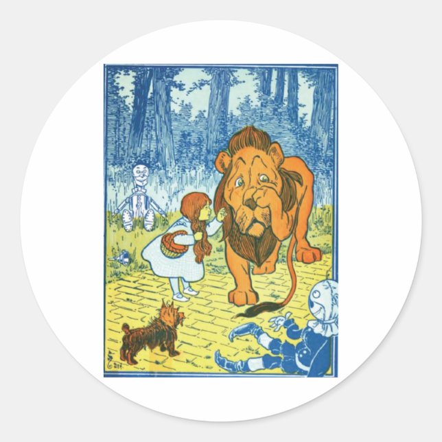 Adesivo Redondo Leão cobarde (Frente)