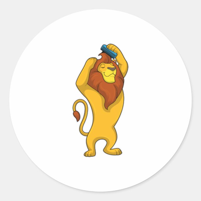 Adesivo Redondo Leão com Comb (Frente)