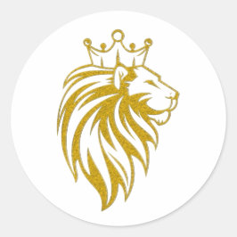 Adesivo Redondo Leão com Coroa - Estilo Dourado 2