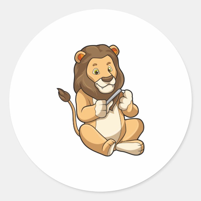 Adesivo Redondo Leão com setas unhas (Frente)