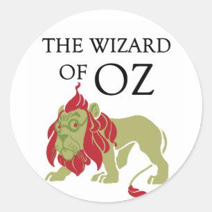 Adesivo Redondo Leão Cowardly de mágico de Oz
