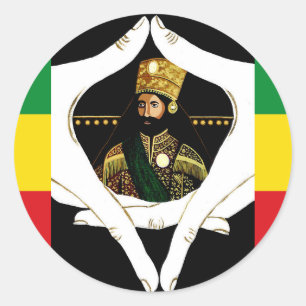 Adesivo Redondo Leão de Judá Jah Exército Haile Selassie Rasta Pat