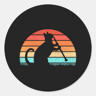 Adesivo Redondo Leão de Música Clarinet Retro Clarinetista