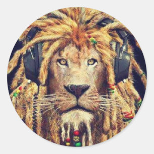 Adesivo Redondo Leão de Rasta