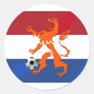 Adesivo Redondo Leão do Dutch de Oranje do futebol do futebol