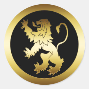 ADESIVO REDONDO LEÃO DOURADO