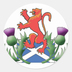 Adesivo Redondo Leão escocês desenfreado com Saltire e cardos