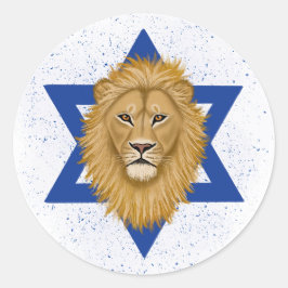 Adesivo Redondo Leão Moderno de Judah. Estrela de Davi