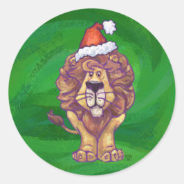Adesivo Redondo Leão Natal Em Verde