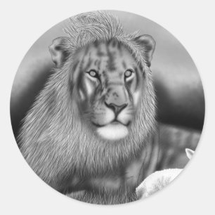 Adesivo Redondo Leão & o cordeiro
