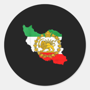 Adesivo Redondo leão persa, mapa do Irã, bandeira iraniana, leão &