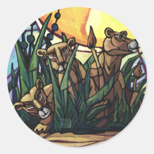 Adesivo Redondo Leão Rei e Cubs