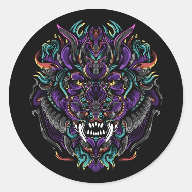 Adesivo Redondo Leão Tribal (Frente)
