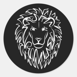 Adesivo Redondo Leão Tribal Negro e Branco