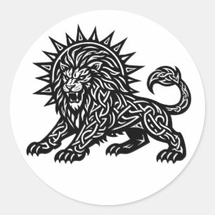 Adesivo Redondo Leão Zodíaco Sol‑Crina Leão BurnsInHell