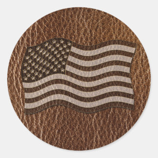 Adesivo Redondo Leather-Look USA Flag
