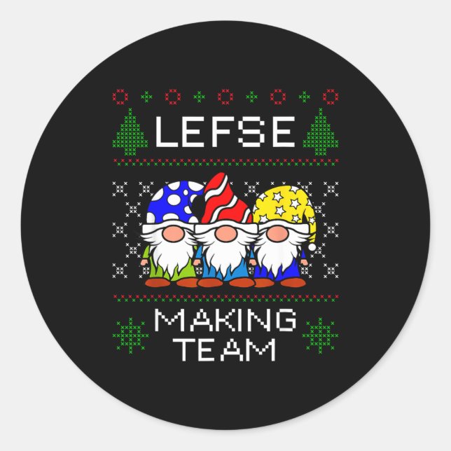 Adesivo Redondo Lefse Making Team Ugly Christmas Sweater  (Frente)
