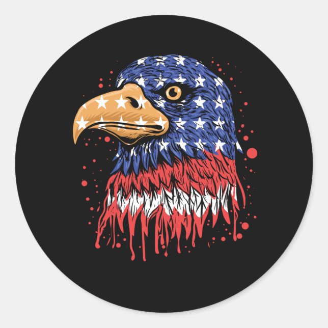 Adesivo Redondo Legal bandeira americana Eagle Art - bandeira dos  (Frente)