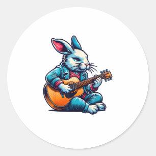 Adesivo Redondo Legal coelho toca guitarrista Páscoa de guitarrist