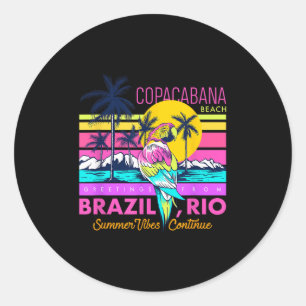 Adesivo Redondo Legal Copacabana Beach Brasil Rio Summer Vibes Gra