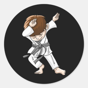 Adesivo Redondo Legal Dabbing Karate Boy Engraçado Dança de salto
