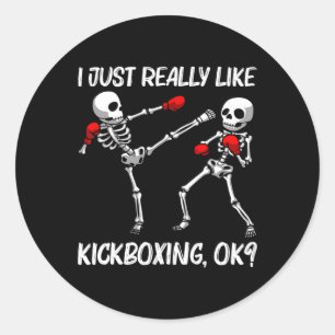 Adesivo Redondo Legal de Design de Kickboxing para Homens Mulheres