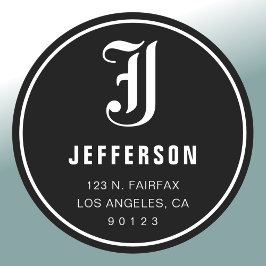 Adesivo Redondo Legal endereço personalizável e monograma | B&W