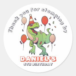 Adesivo Redondo Legal Festa de aniversário de Crianças do Dinossau