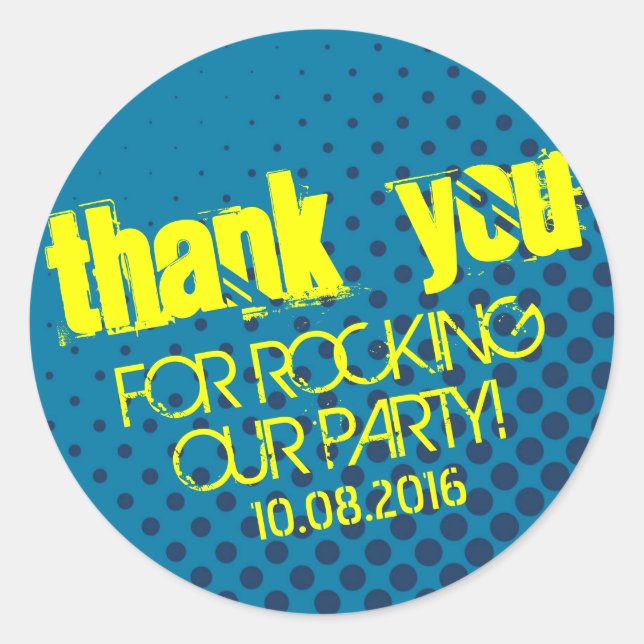 Adesivo Redondo Legal festa de meia-tonalidade Rock Sticker Amarel (Frente)