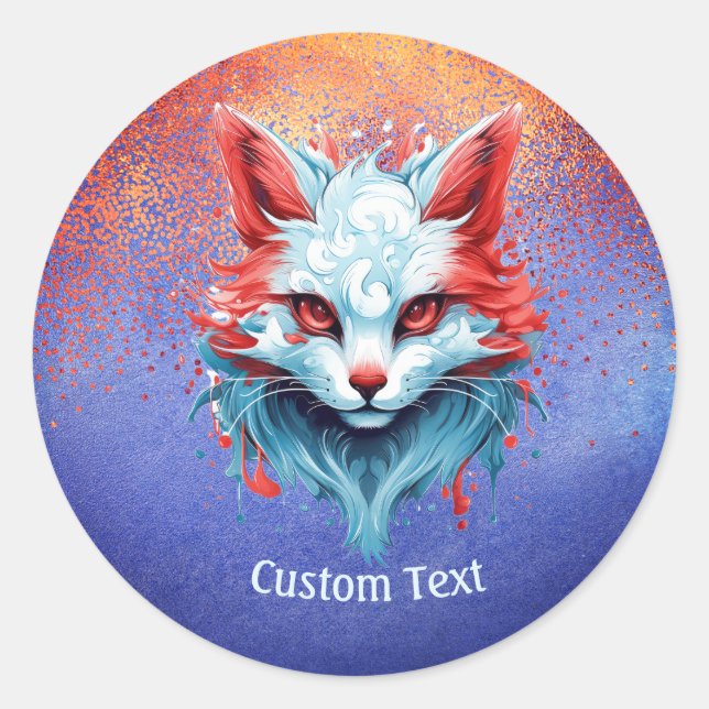 Adesivo Redondo Legal Gato Mágico de Anime Personalizado (Frente)