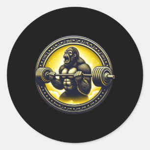 Adesivo Redondo Legal Gorilla Art Bodybuilding Gym Ap