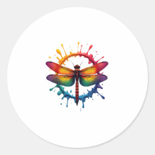 Adesivo Redondo Legal Gráfico Tie Dye Óculos de sol Dragonfly Illu