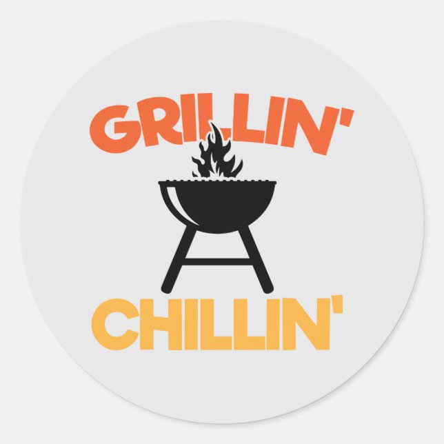Adesivo Redondo Legal Grillin Chillin Arte Palavra (Frente)