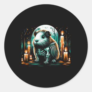 Adesivo Redondo Legal Guiné Pig Skeleton Halloween Nascimento de N