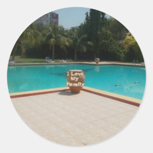 Adesivo Redondo Legal Hakuna Matata Piscina Lado Eu amo Minha Famí