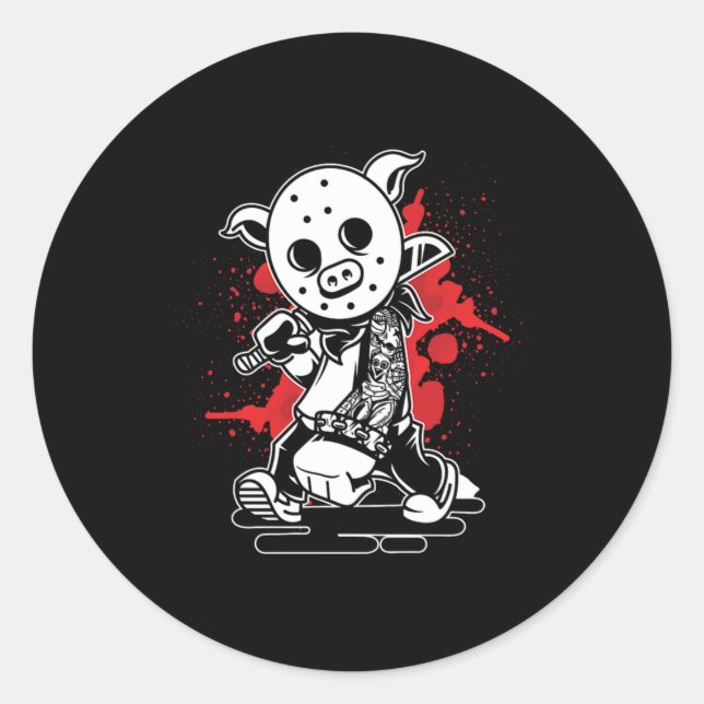 Adesivo Redondo Legal Hiphop Pig Dude Street Grafite Art Hop U (Frente)