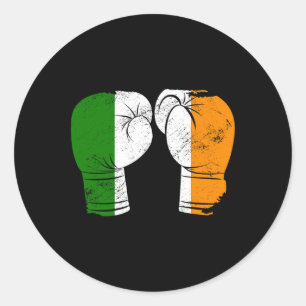 Adesivo Redondo Legal Irlanda Flag Vintage Irish Flag Boxing Luvas