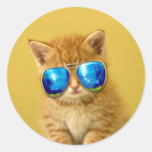 Adesivo Redondo Legal Kitten com óculos escuros