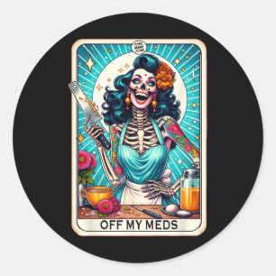 Adesivo Redondo Legal Mama Club Tarot Card Skeleton Halloween