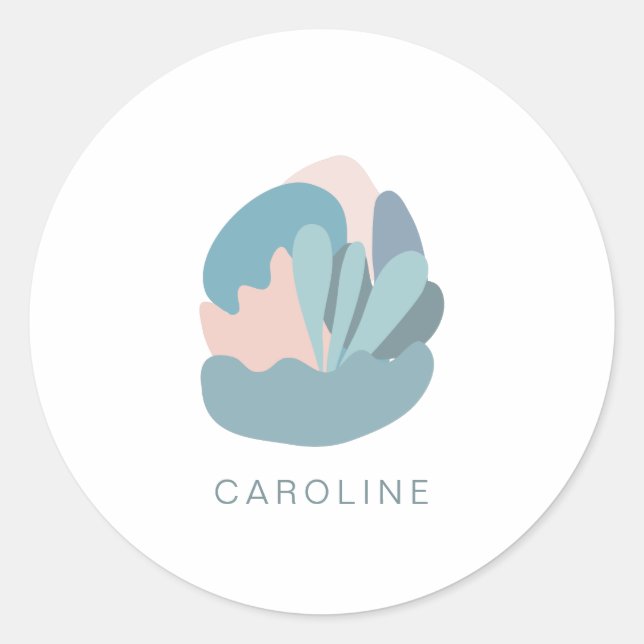 Adesivo Redondo Legal modernismo Abstrato em Azul Personalizado (Frente)