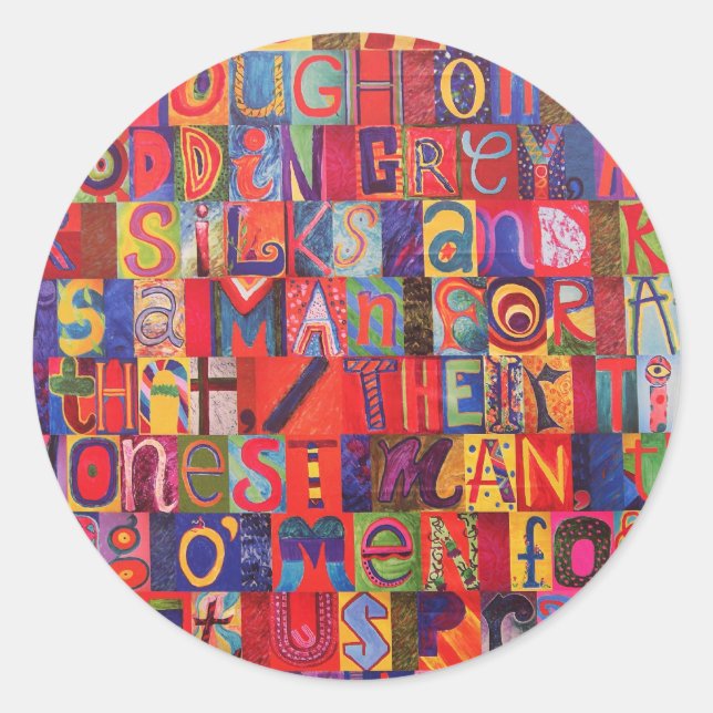 Adesivo Redondo Legal mosaico alfabético moderno (Frente)