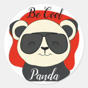 Adesivo Redondo Legal Panda Óculos de sol Editar Nome Texto