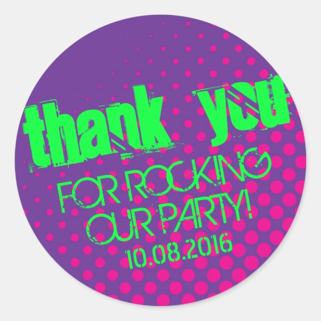 Adesivo Redondo Legal partido Rock Halftone Sticker Purple e Pink (Frente)