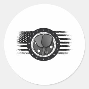 Adesivo Redondo Legal Pickleball Sport USA Grunge Flag - Picklebal